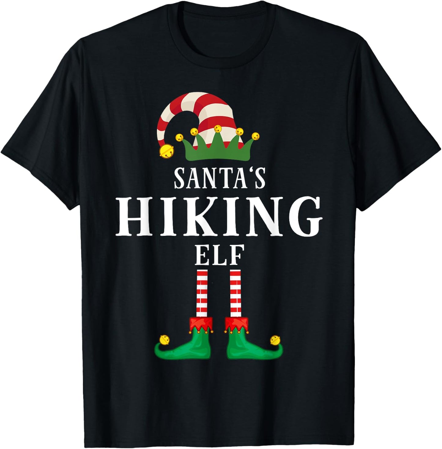 Santa's Hiking Christmas Family Pajama T-Shirt - T-Shirt | Black