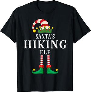 Santa's Hiking Christmas Family Pajama T-Shirt - T-Shirt | Black