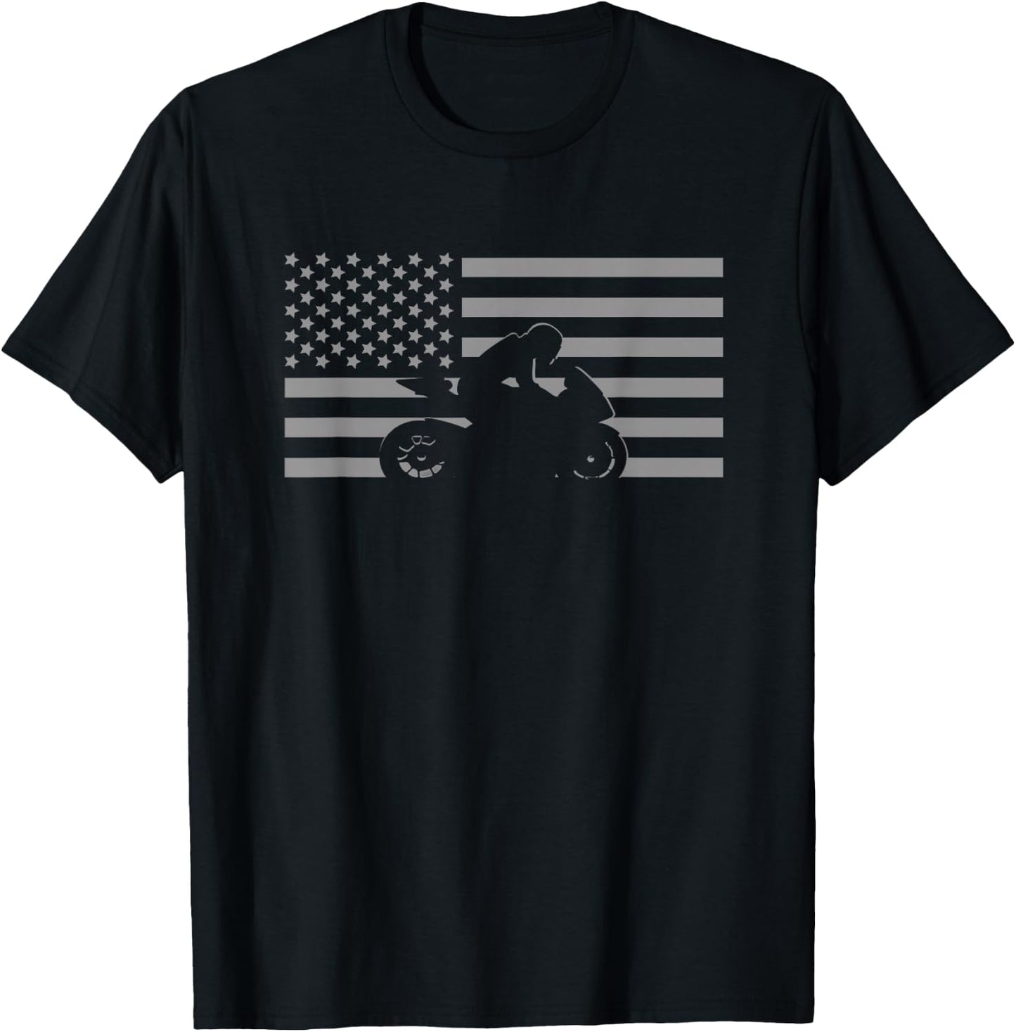 American Flag Motorcycle Apparel - Biker Motorcycle T-Shirt - T-Shirt | Black