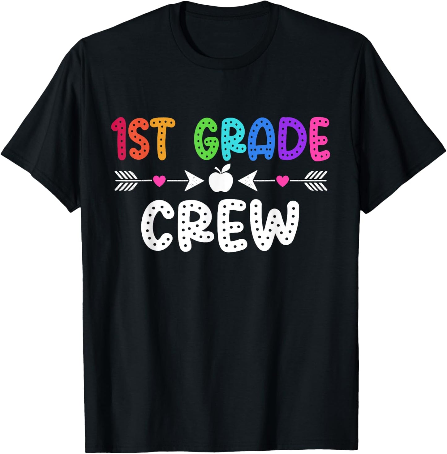 1st Grade Crew Teacher Student First Grade Back To School Women Girls Kids T-Shirt - T-Shirt | Black