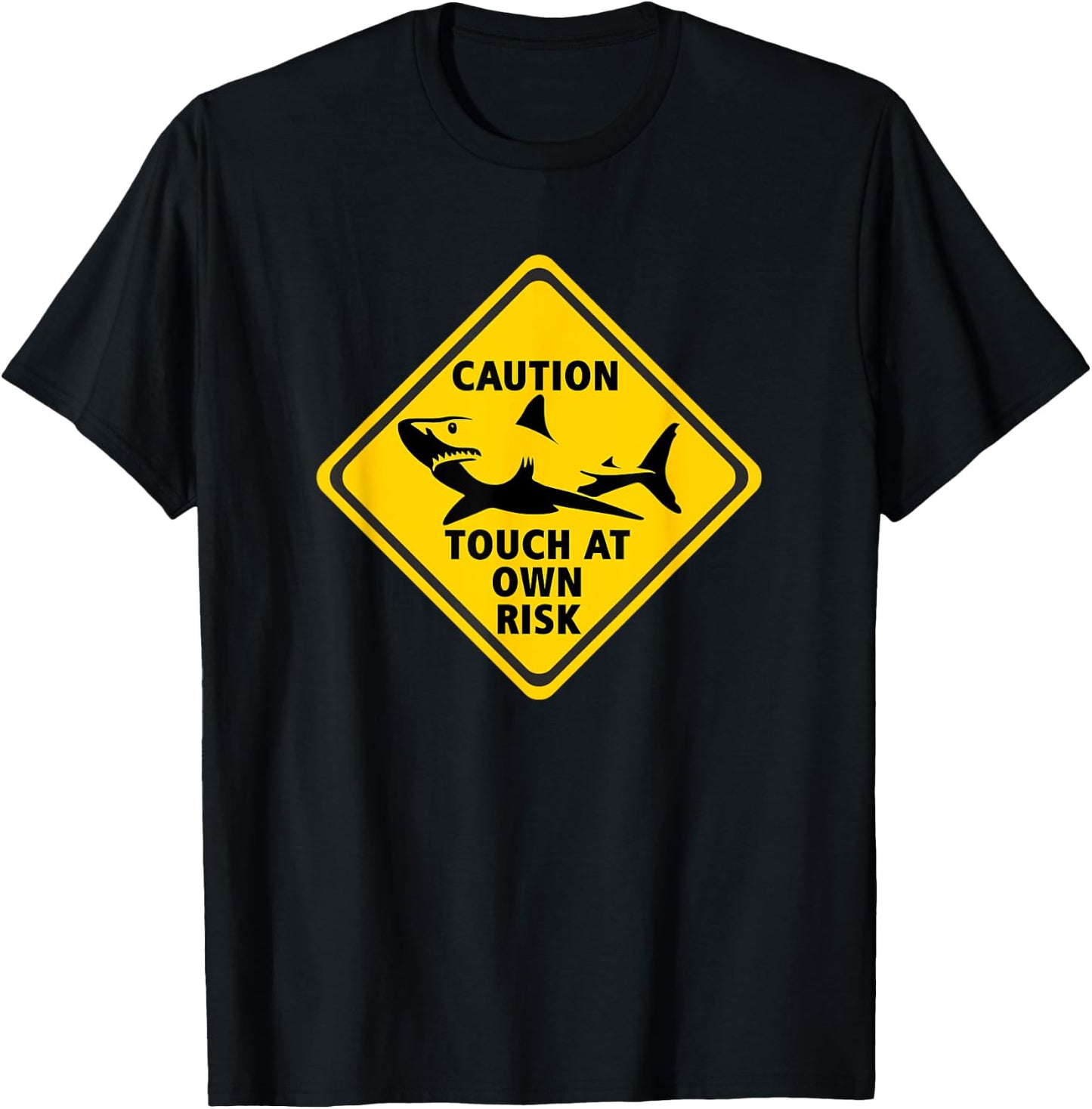 Swimming Bathing Parody Warning Sign Shark T-Shirt - T-Shirt | Black
