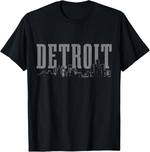 Detroit Skyline Pride Vintage Detroit Michigan T-Shirt - T-Shirt | Black