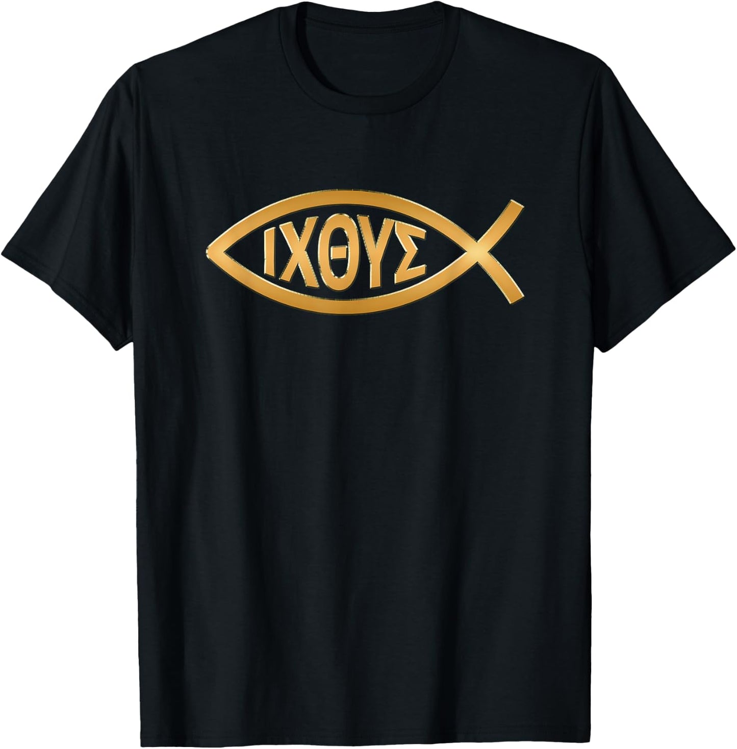 Christian Shirt - Ichthys Jesus Fish Symbol Emblem - Faith T-Shirt - T-Shirt | Black