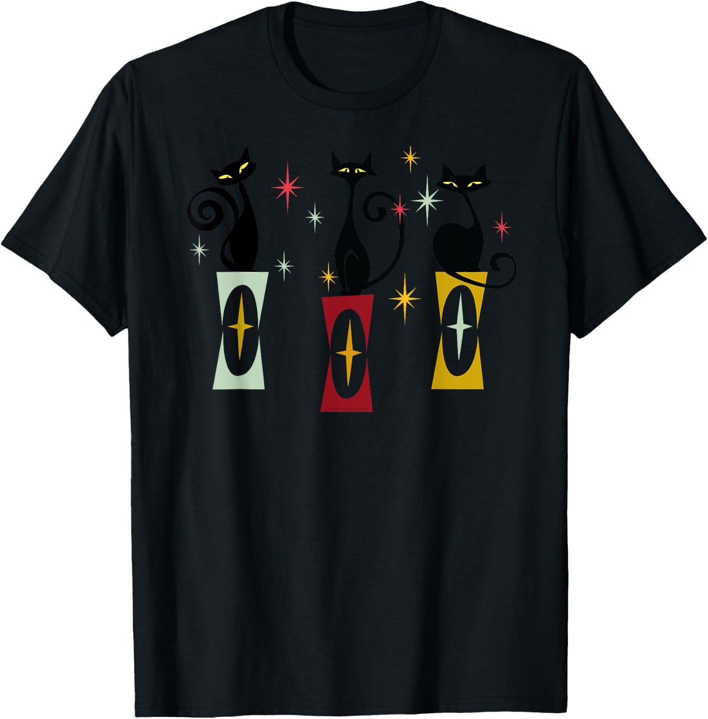 Vintage Cats Mid-Century Modern 50s 60s Retro Cat T-Shirt - T-Shirt | Black