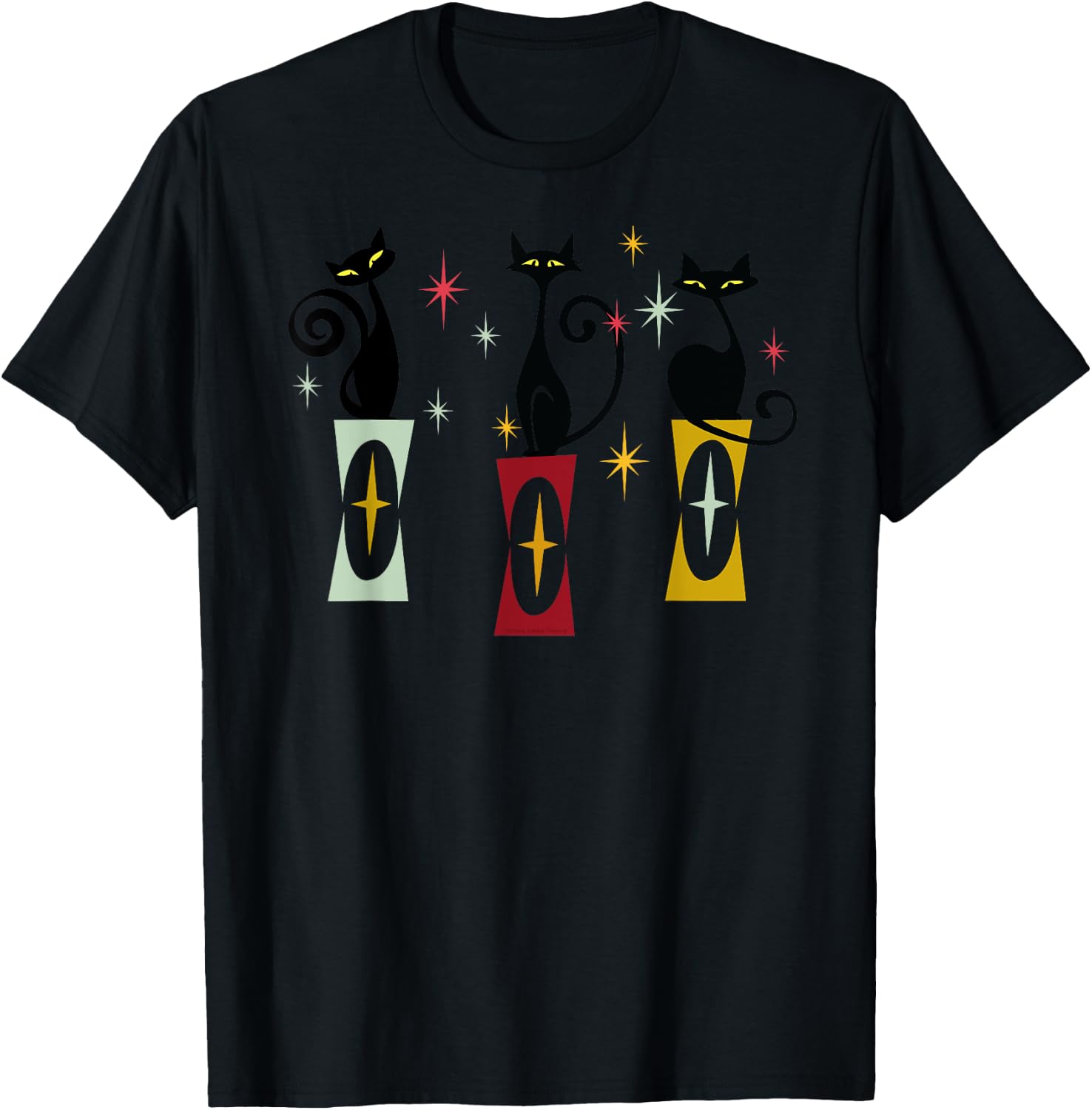 Vintage Cats Mid-Century Modern 50s 60s Retro Cat T-Shirt - T-Shirt | Black