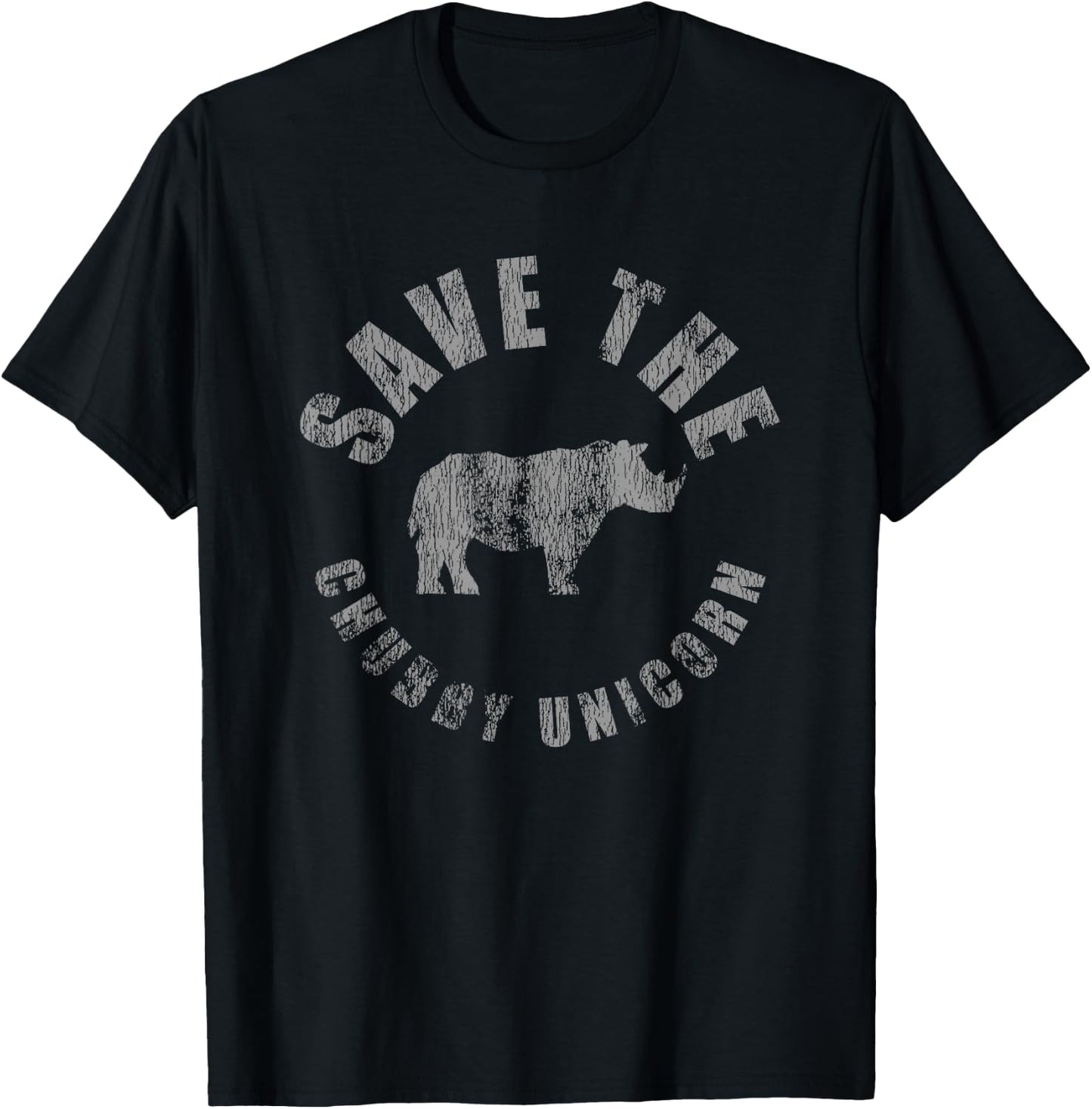 Distressed Save The Chubby Unicorn T-Shirt - T-Shirt | Black