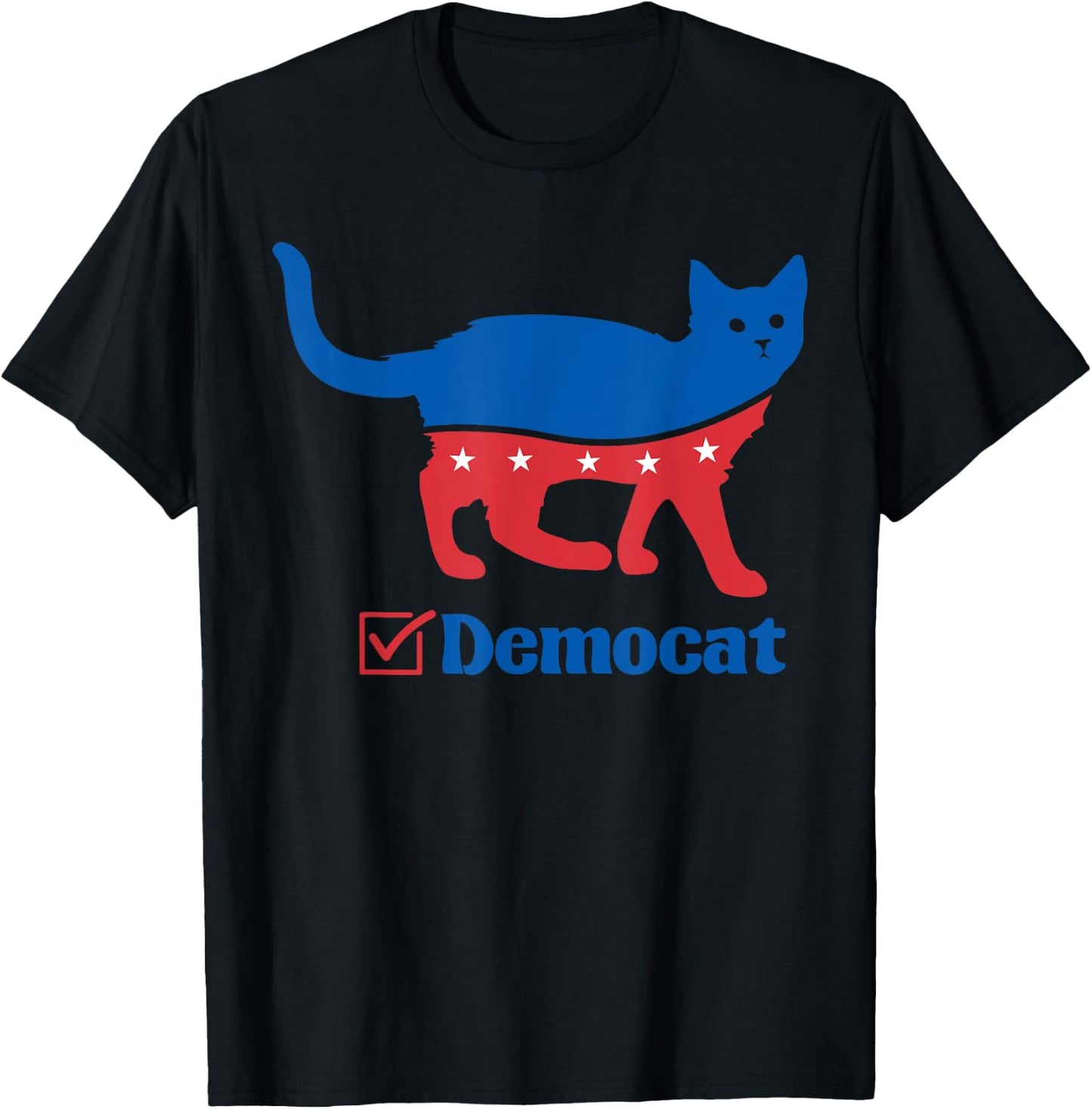 Vote Cat Democrat Liberal Cat Lover Biden Harris 2024 Men Women T-Shirt - T-Shirt | Black