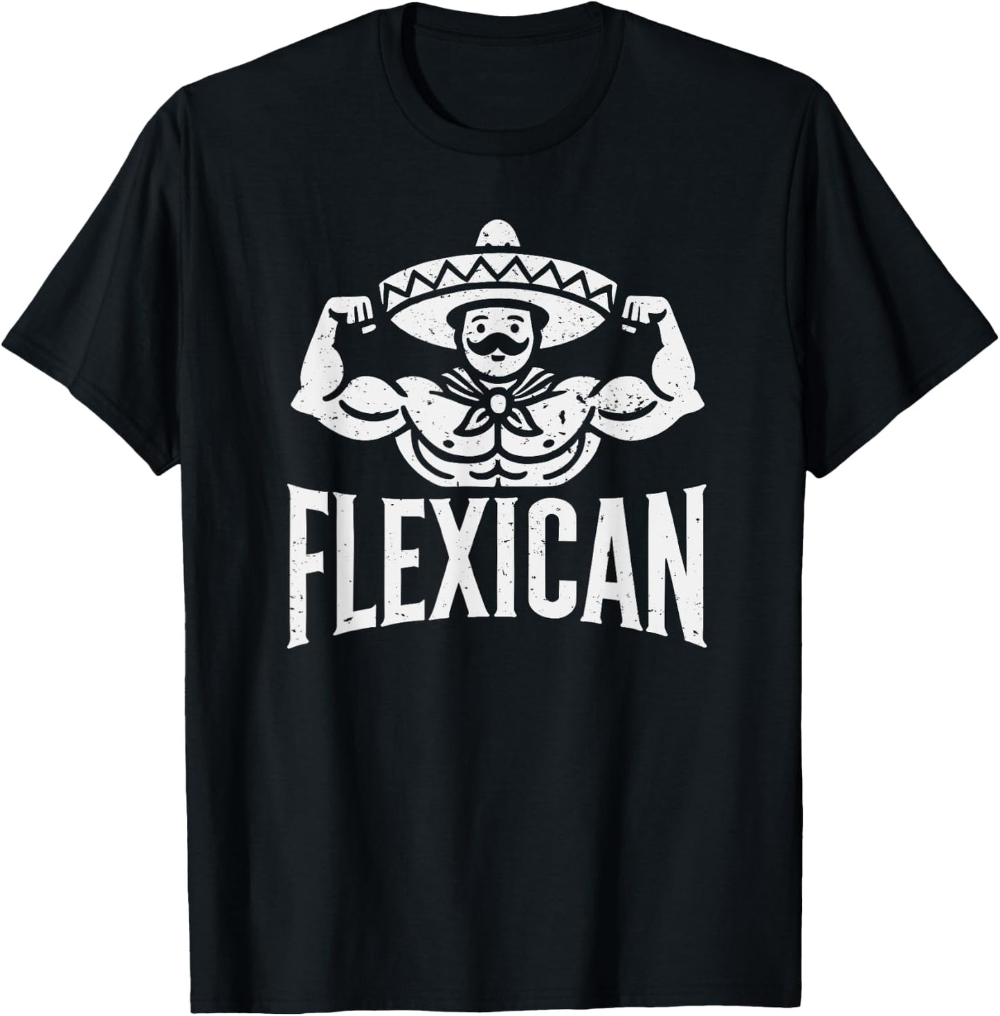 Mexican Funny Flexican Bodybuilding Flexing Muscles Fitness T-Shirt - T-Shirt | Black