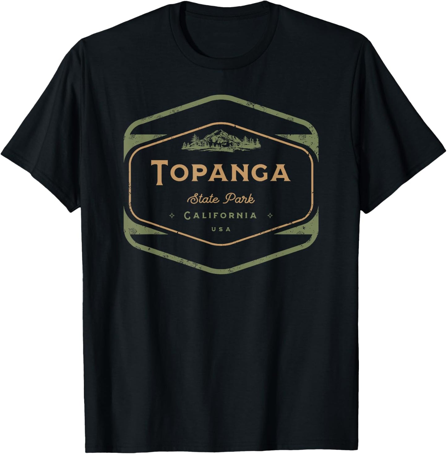 Topanga State Park California Retro Vintage T-Shirt - T-Shirt | Black