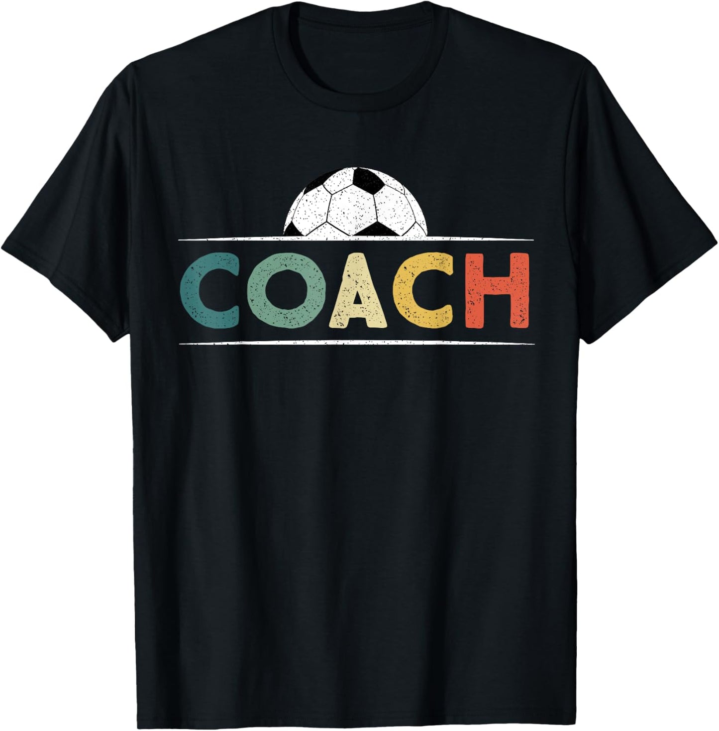 Soccer Coach Gifts Funny Retro Vintage Soccer Ball Coaching T-Shirt - T-Shirt | Black
