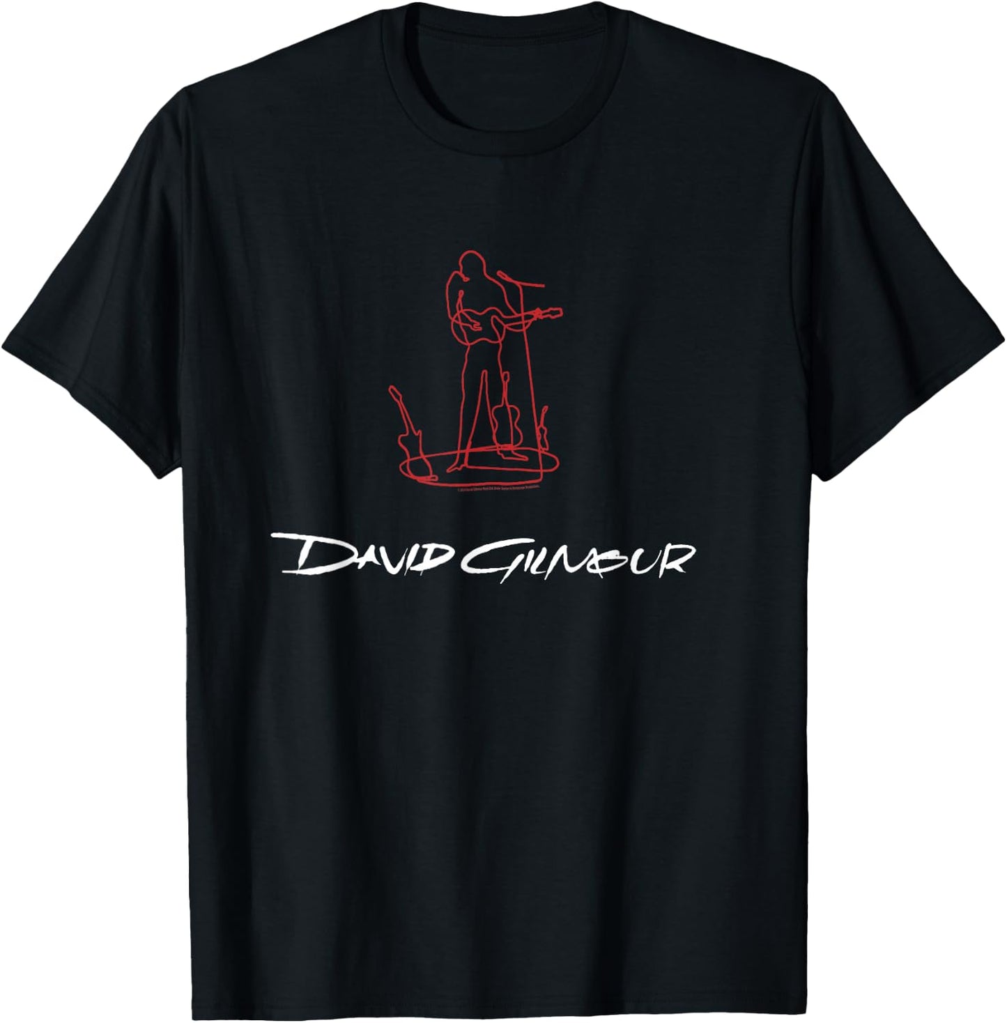 David Gilmour On An Island Red and White Sketch T-Shirt - T-Shirt | Black