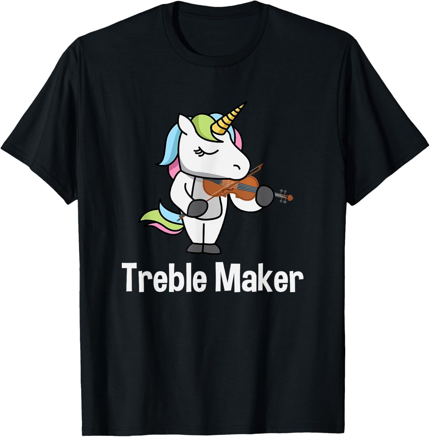 Violinist Shirt for Girls - Treble Maker Unicorn Violin Gift T-Shirt - T-Shirt | Black