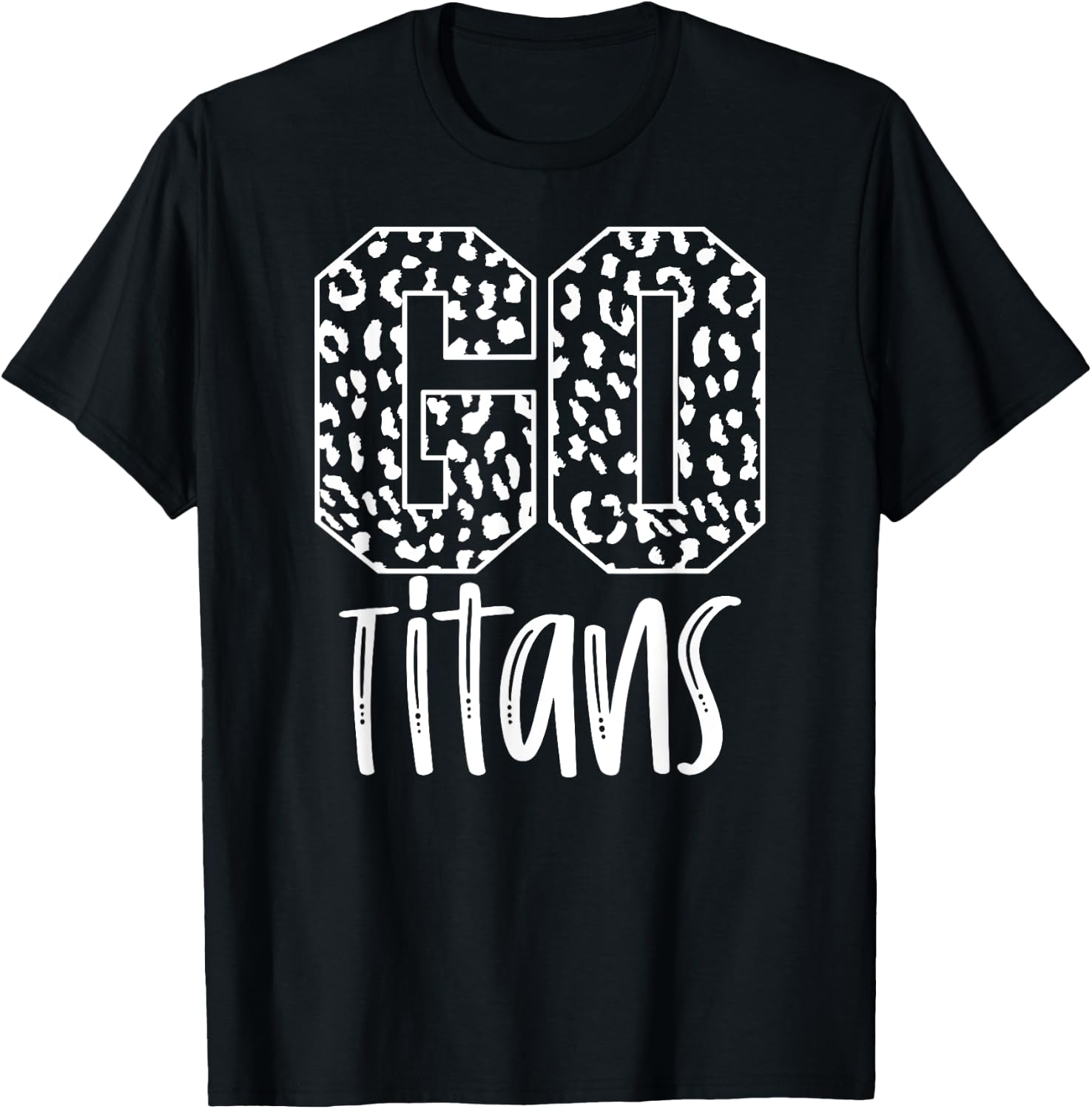 Titans Team Mascot School Spirit Game Night Leopard Print T-Shirt - T-Shirt | Black