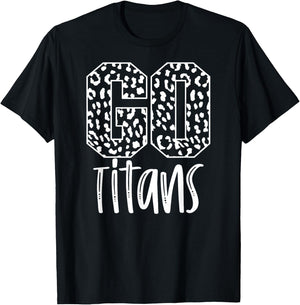Titans Team Mascot School Spirit Game Night Leopard Print T-Shirt - T-Shirt | Black