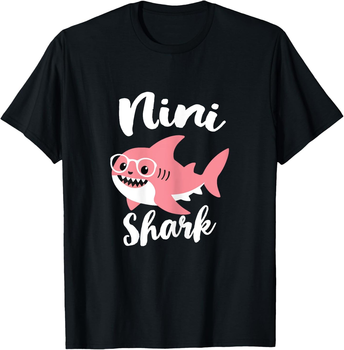 Nini Shark Mother's Day Grandma Funny T-Shirt - T-Shirt | Black