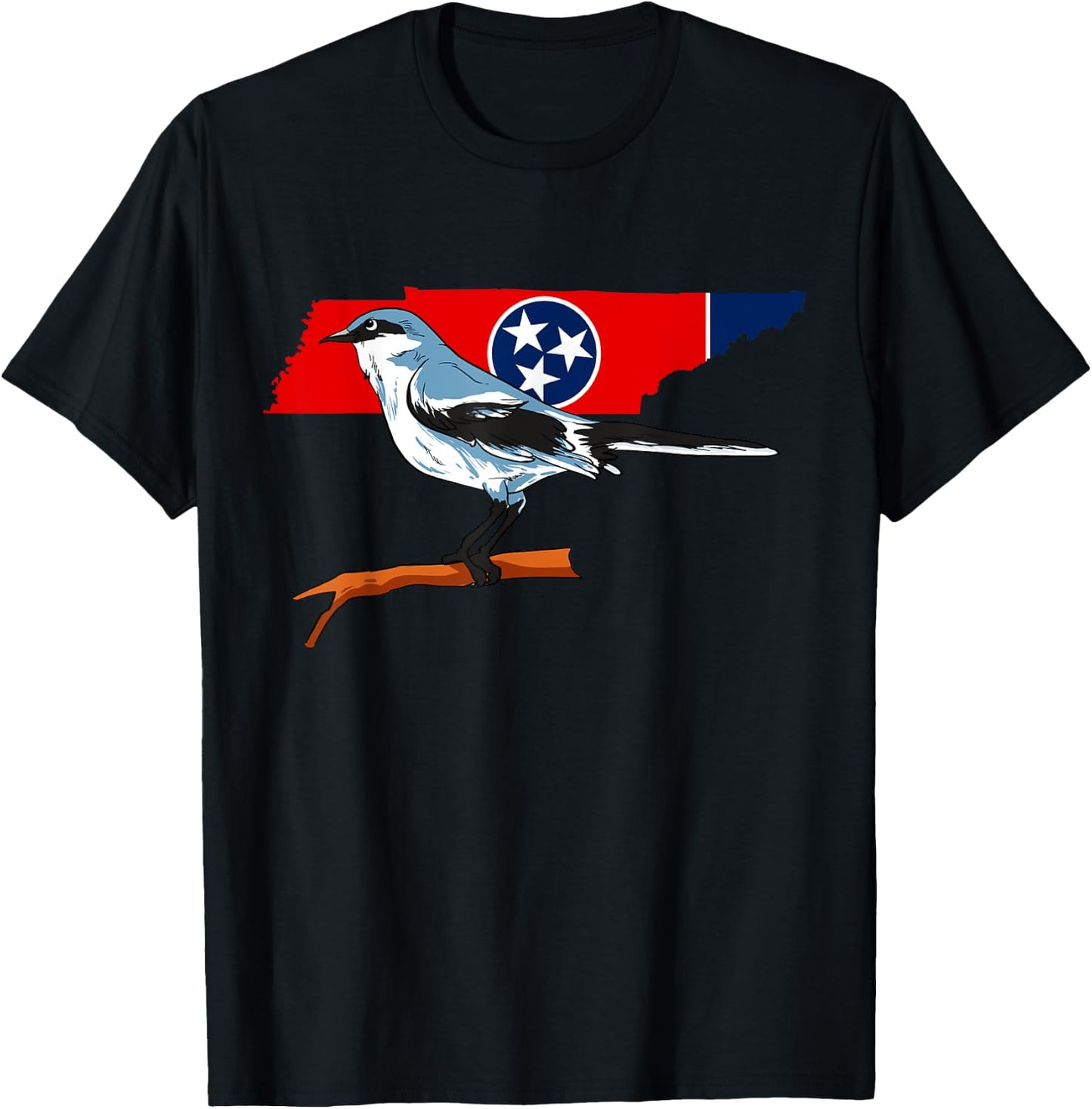 Tennessee Flag With Mockingbird US State Bird T-Shirt - T-Shirt | Black