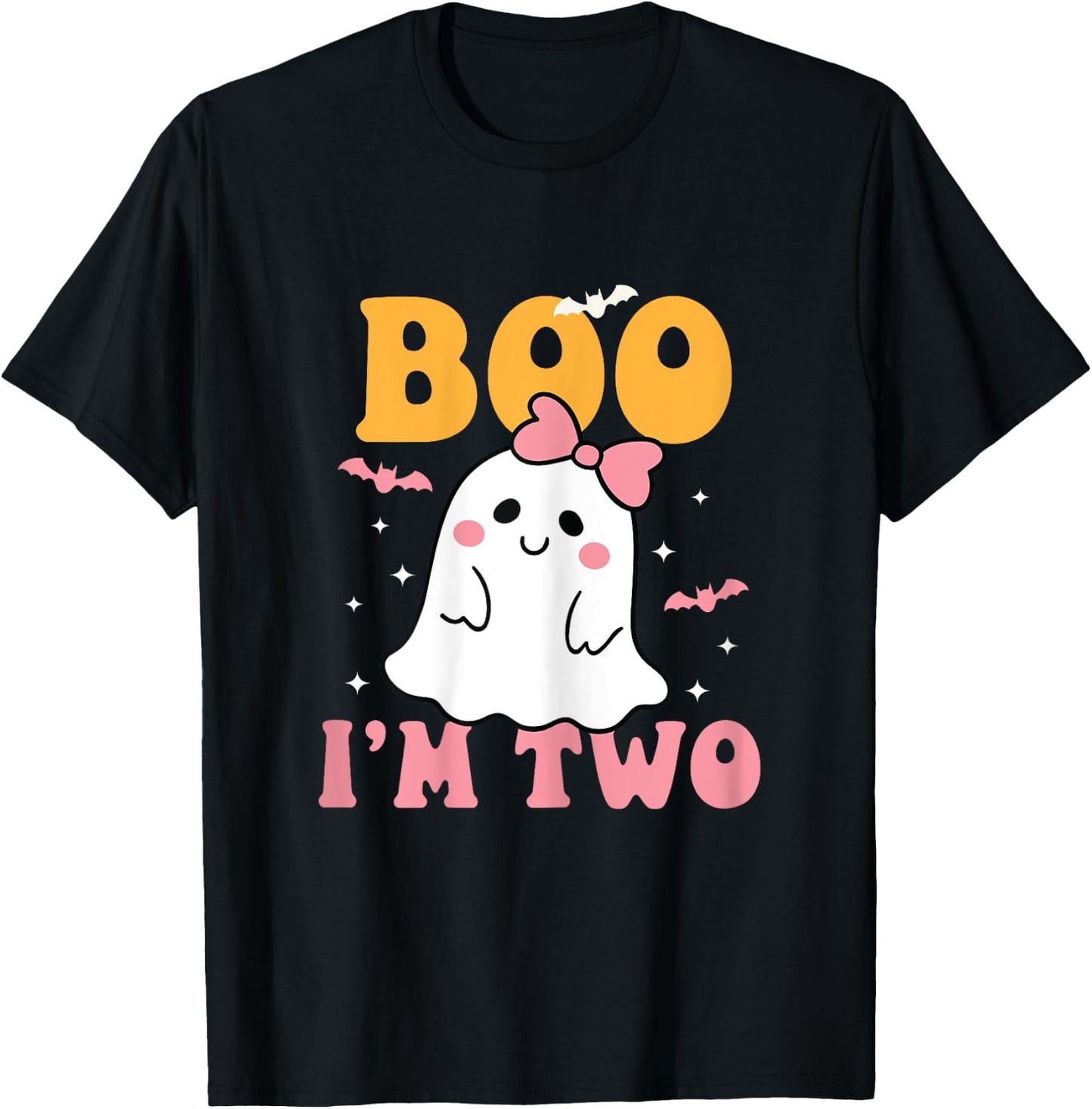 Boo I'm Two Cute Birthday Ghost Halloween 2 Years Old Girl T-Shirt - T-Shirt | Black