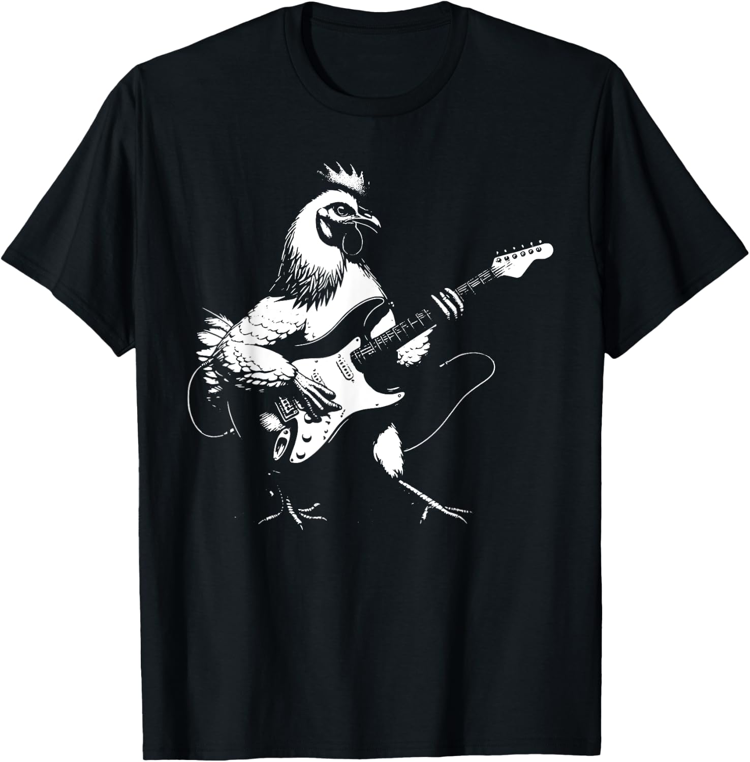 Chicken Playing Bass Guitar Shirt Men Animal Playing Guitar T-Shirt - T-Shirt | Black