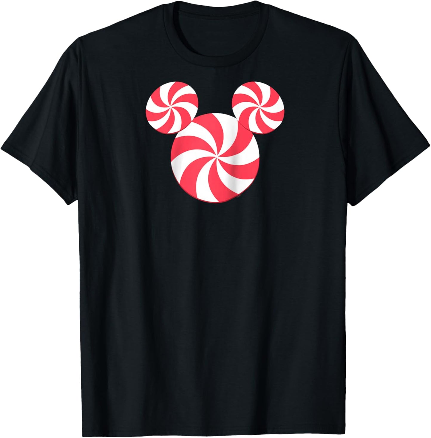 Disney Mickey Mouse Icon Christmas Peppermint Candy Holiday Raglan Baseball T-Shirt - T-Shirt | Black
