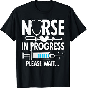 Nursing Student Women Girls Funny Nurse In Progress T-Shirt - T-Shirt | Black