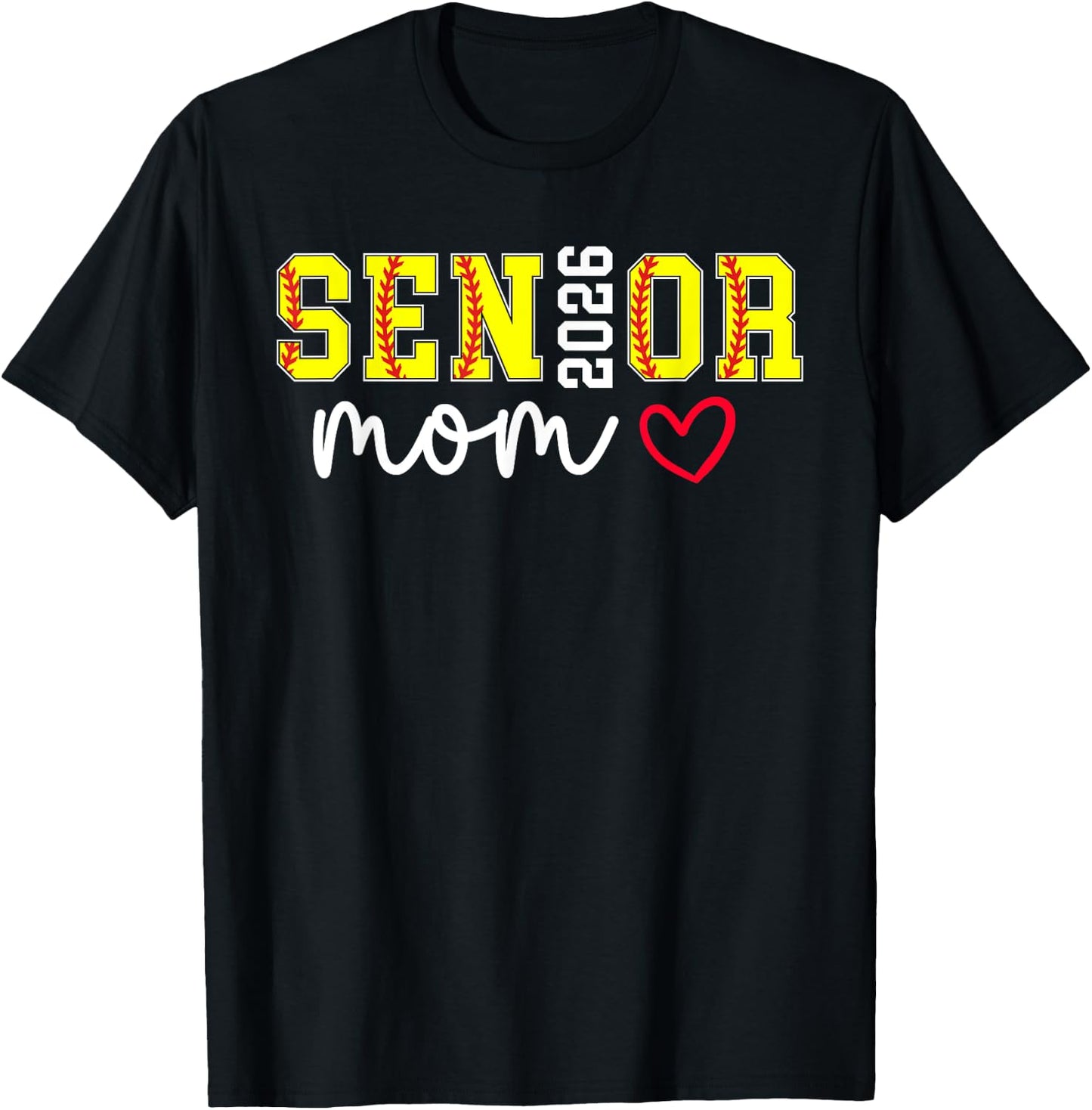 Softball Senior Mom 2026 Softball Player Senior Mama 2026 T-Shirt - T-Shirt | Black