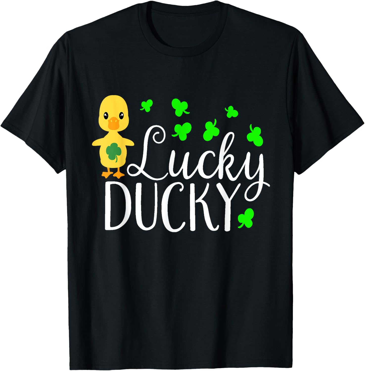 Lucky Ducky Cute Irish Duck Bird Ireland Kids School T-Shirt - T-Shirt | Black