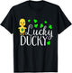 Lucky Ducky Cute Irish Duck Bird Ireland Kids School T-Shirt - T-Shirt | Black