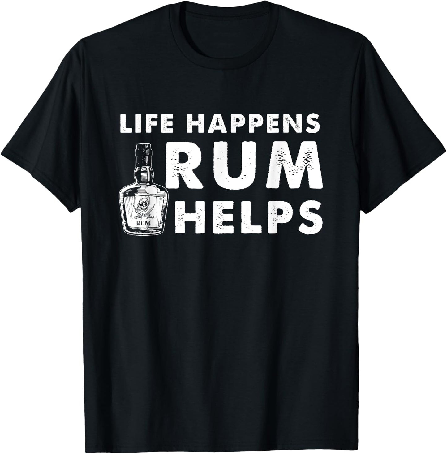 Rum Helps - Funny Rum Drinker T-Shirt - T-Shirt | Black