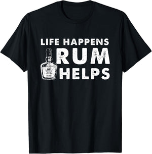 Rum Helps - Funny Rum Drinker T-Shirt - T-Shirt | Black
