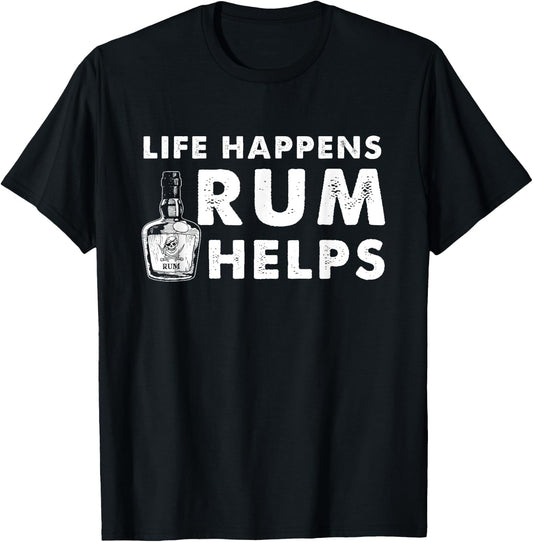Rum Helps - Funny Rum Drinker T-Shirt - T-Shirt | Black