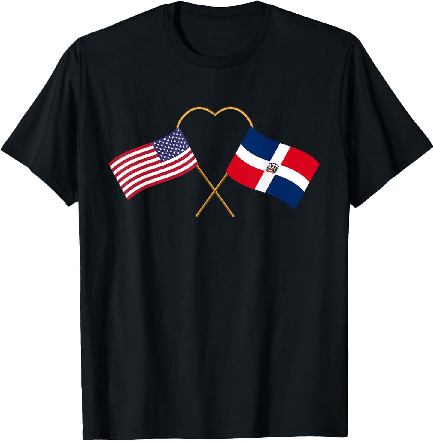 Dominican heritage USA Dom Rep American Flag Dominican Flag T-Shirt - T-Shirt | Black