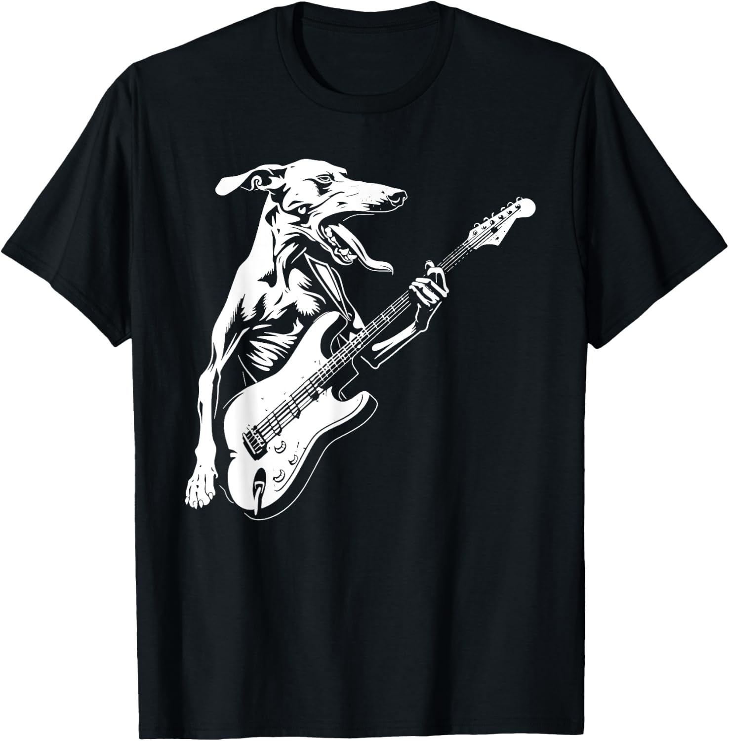Dog Guitarist Guitar - Greyhound Dad Mom T-Shirt - T-Shirt | Black