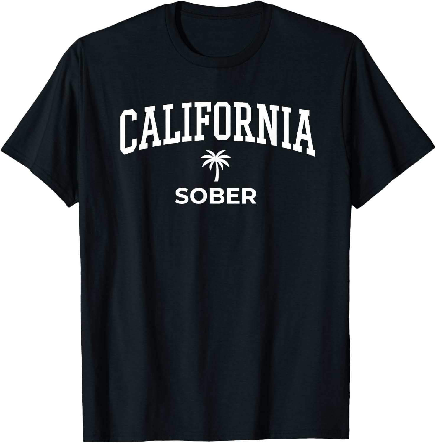 California Sober College Palm Typography Graphic T-Shirt - T-Shirt | Black