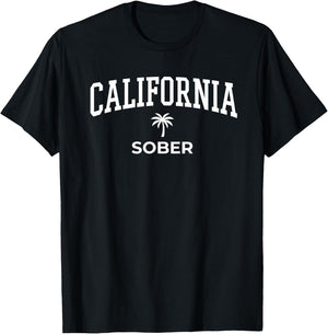 California Sober College Palm Typography Graphic T-Shirt - T-Shirt | Black