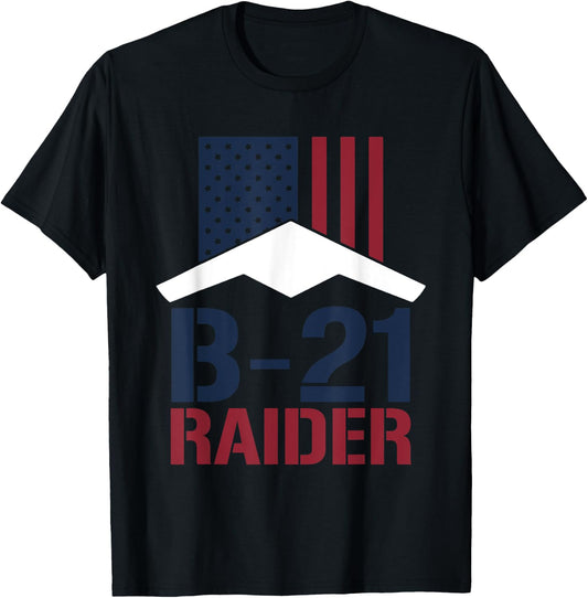 b21 raider Cool Airplane Aviation Lover USA Flag T-Shirt - T-Shirt | Black
