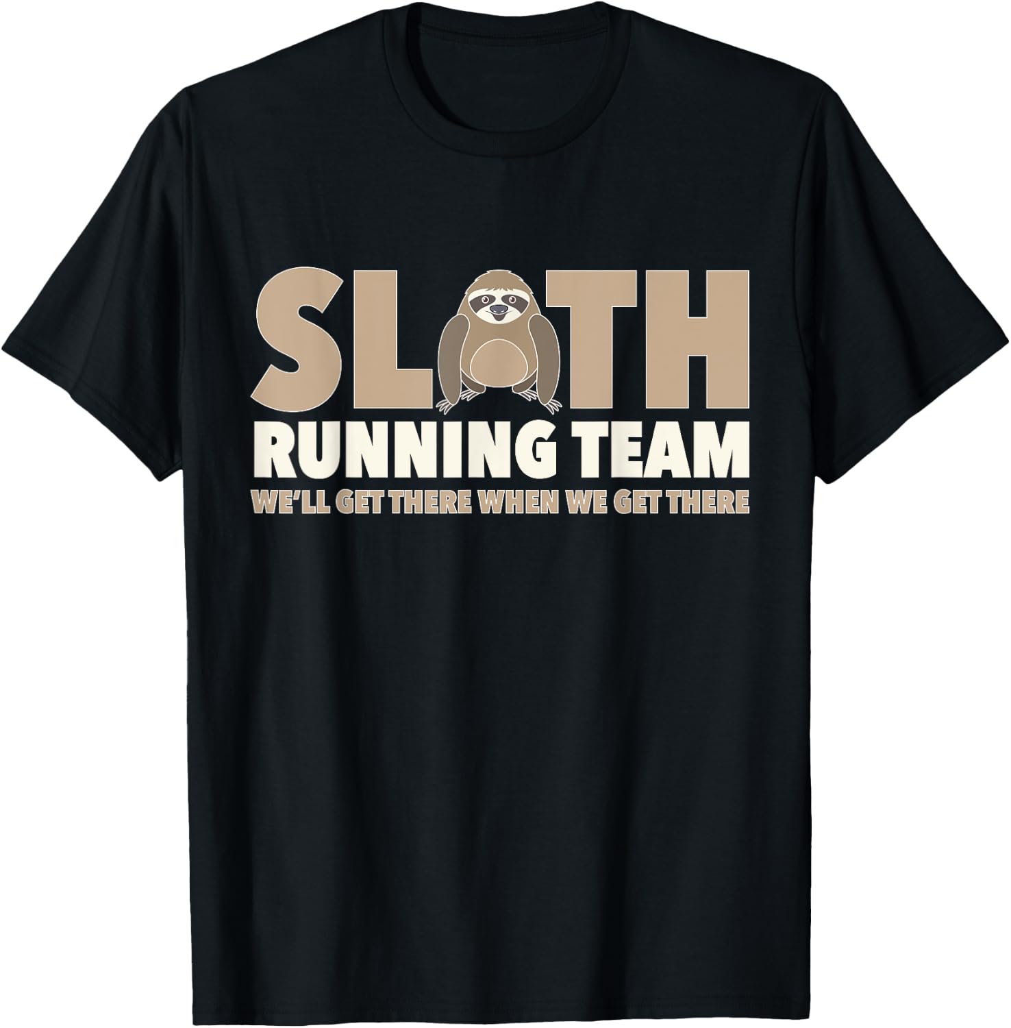 Sloth Running Team Funny Sloth Animal Lover Lazy Person T-Shirt - T-Shirt | Black