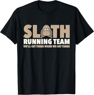 Sloth Running Team Funny Sloth Animal Lover Lazy Person T-Shirt - T-Shirt | Black