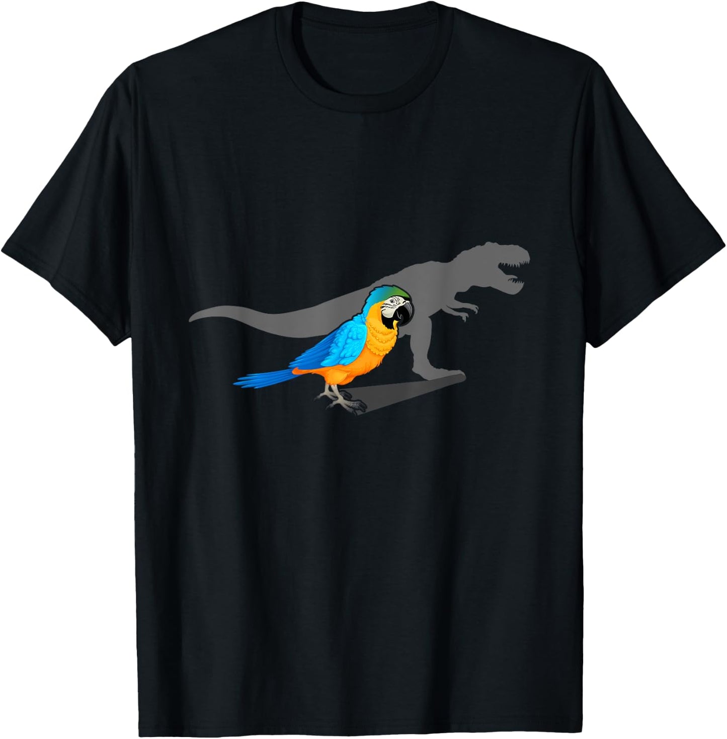 Macaw T-Rex Shirt Macaw Shirt Blue Yellow Hybrid Macaw T-Shirt - T-Shirt | Black