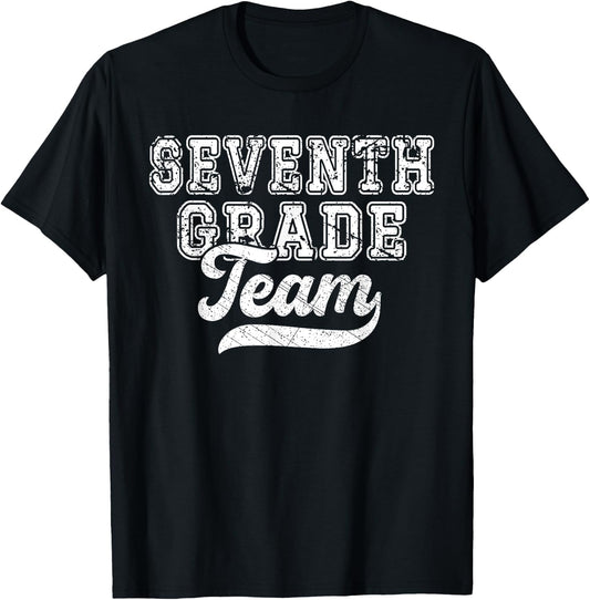 Teachers Seventh Grade Retro Back To School Team 7th Grade Women Kids T-Shirt - T-Shirt | Black