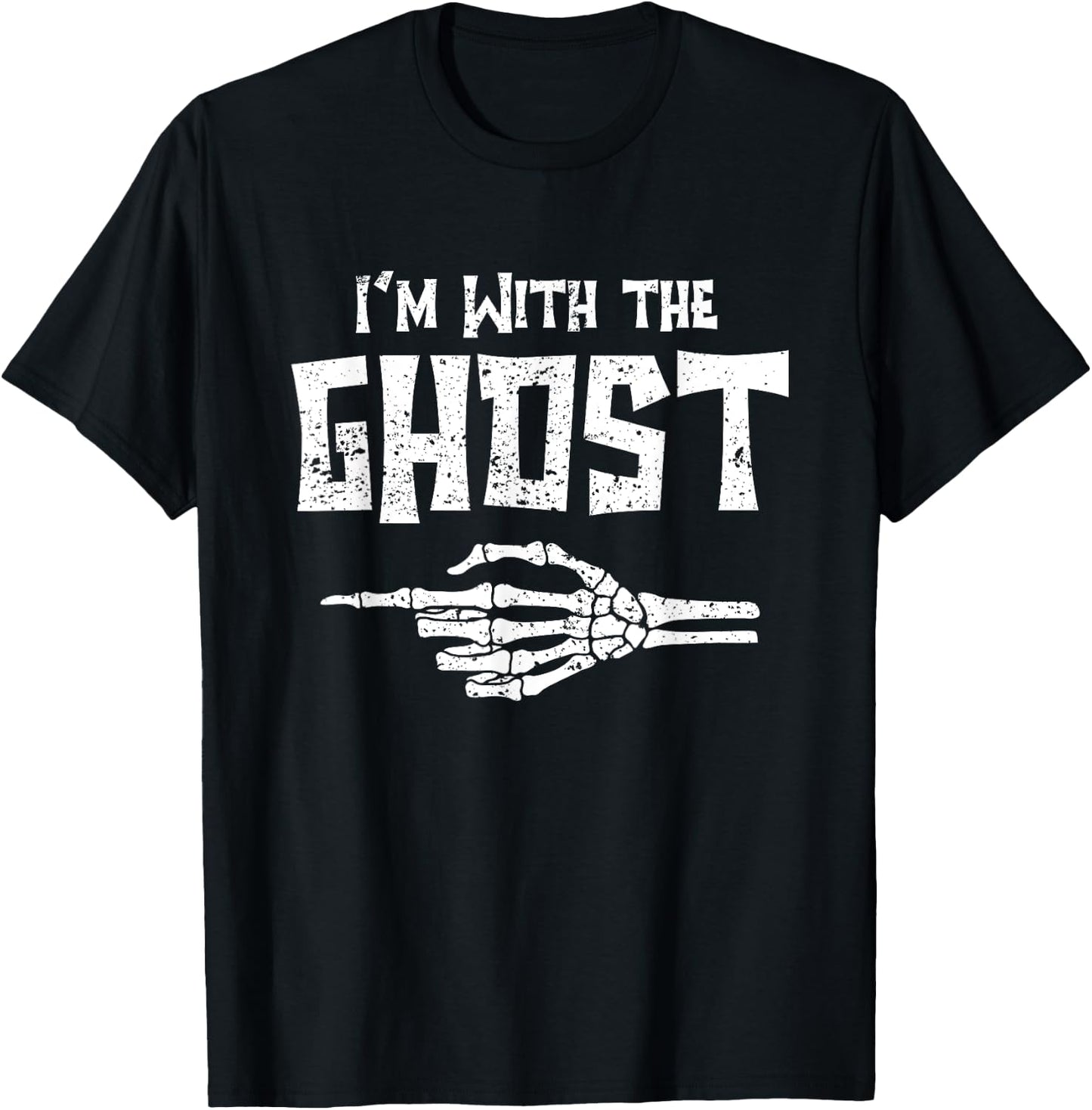 I'm With Ghost Matching Couple Easy Costume Halloween T-Shirt - T-Shirt | Black