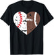Half Baseball Half Football Heart Players T-Shirt - T-Shirt | Black