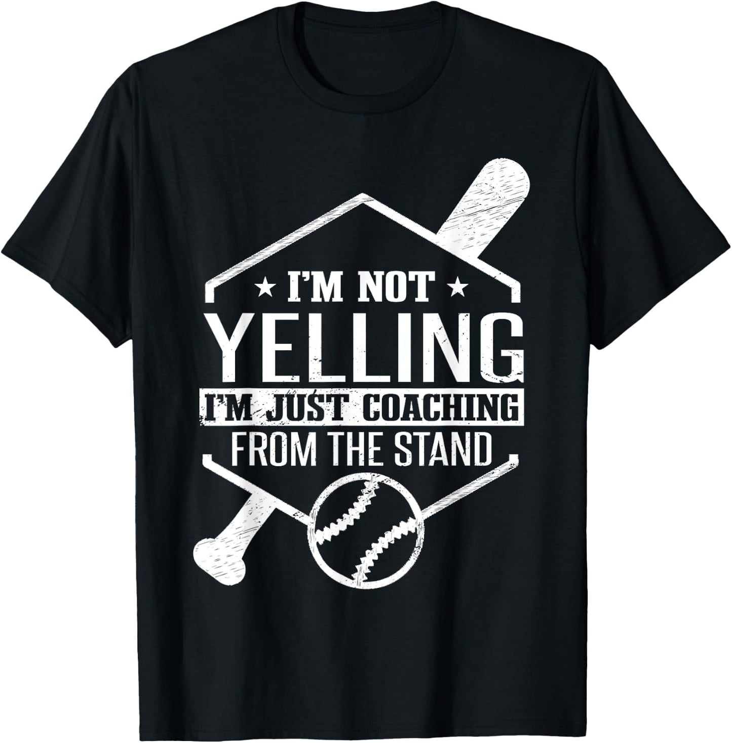I'm Just Coaching From The Stand | Funny Baseball Dad T-Shirt - T-Shirt | Black