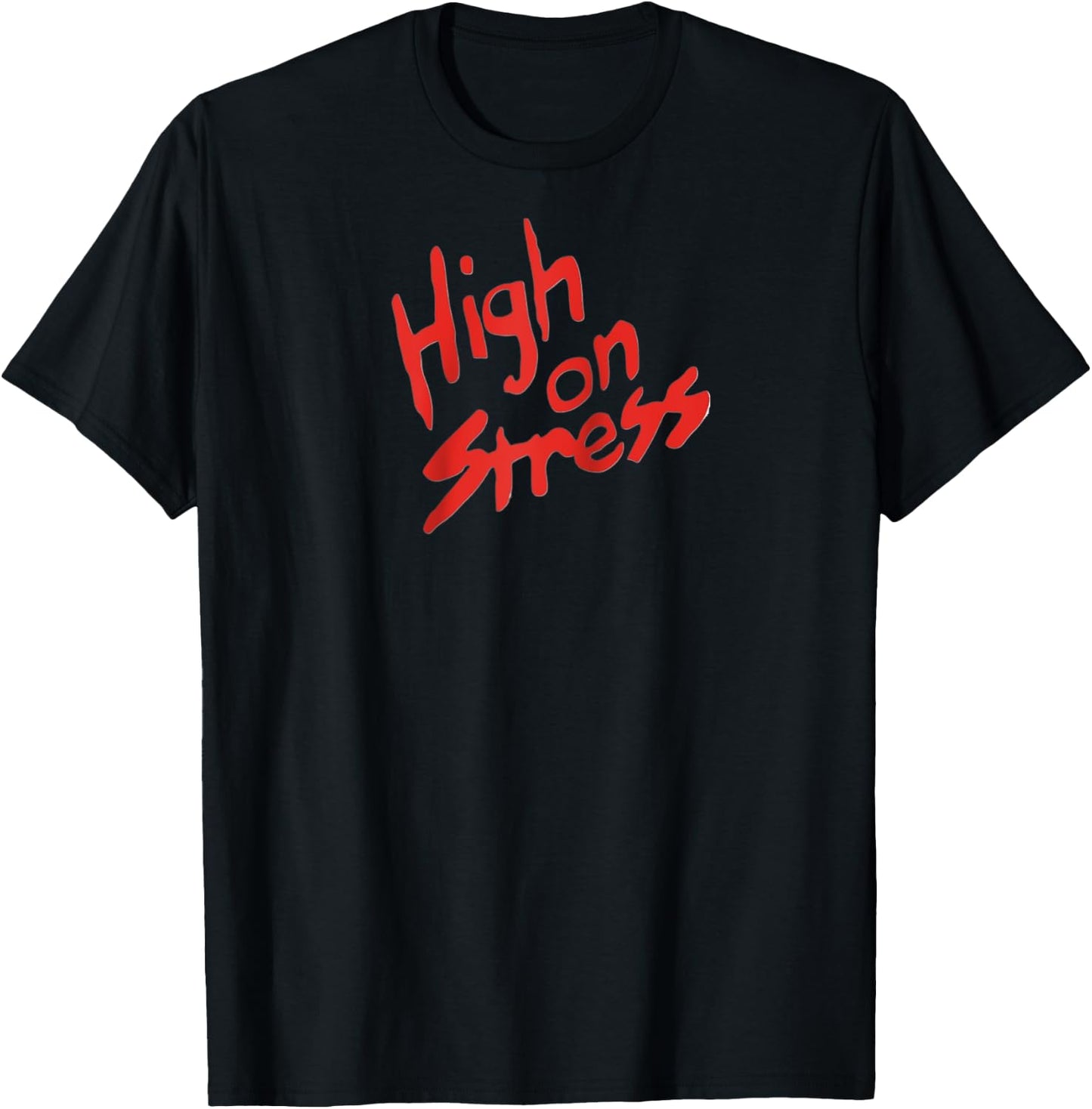 High on Stress Revenge Nerds Classic 80s Funny Vintage Retro Raglan Baseball T-Shirt - T-Shirt | Black
