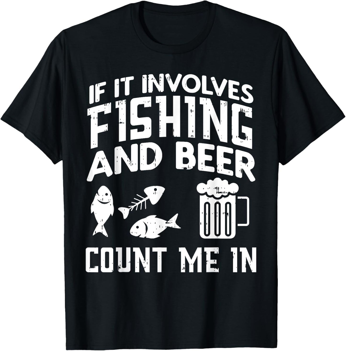 Fishing And Beer Funny Fisherman Dad Fathers Day Men Gift T-Shirt - T-Shirt | Black