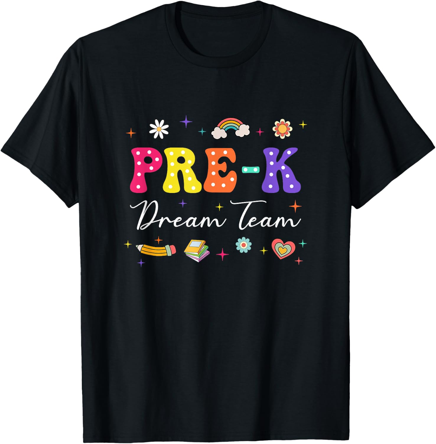 Groovy Pre-K Dream Team Back To School Teacher Kids T-Shirt - T-Shirt | Black