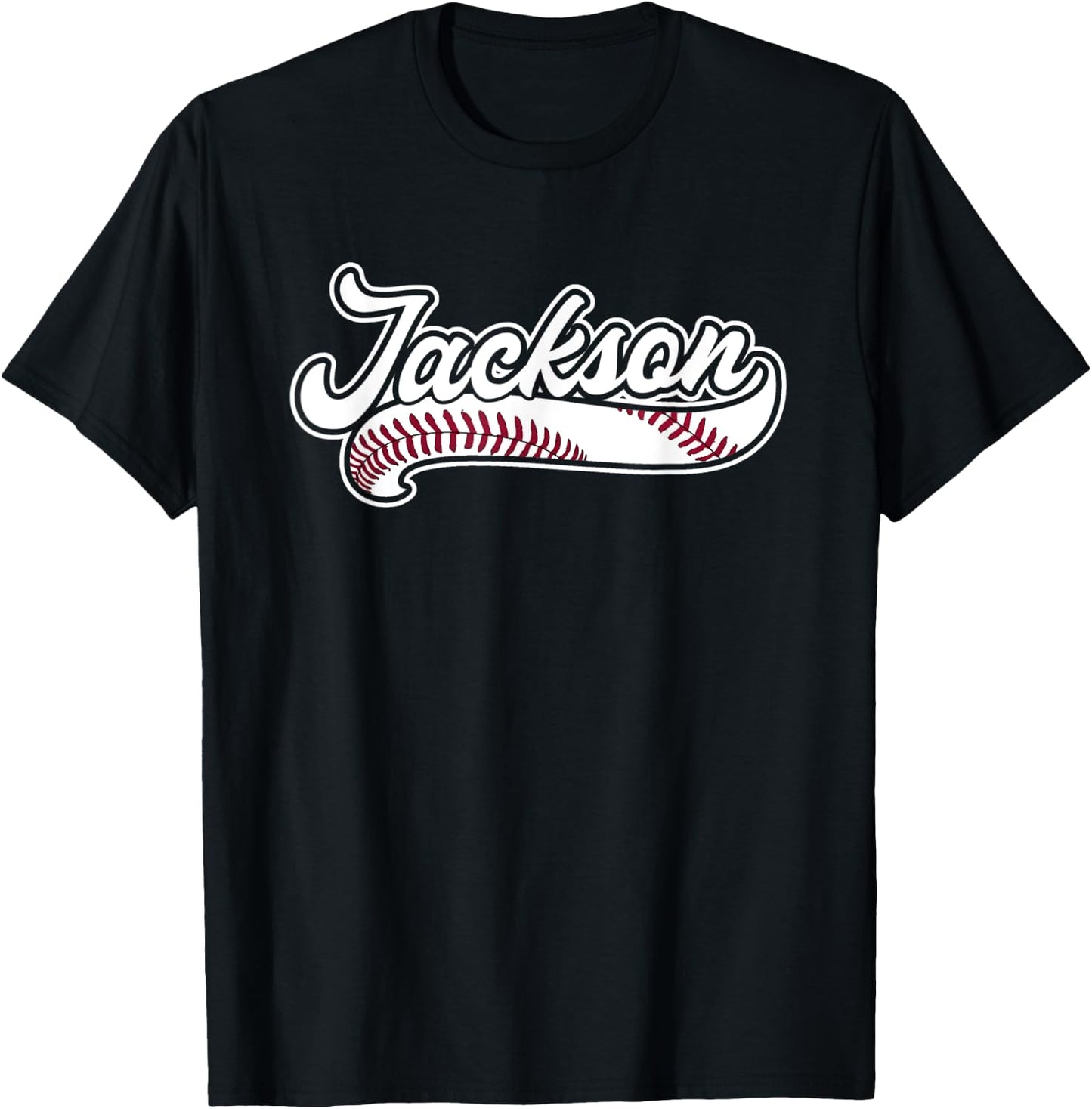 Jackson Funny Personalized Baseball Fan Birthday Name Gift T-Shirt - T-Shirt | Black