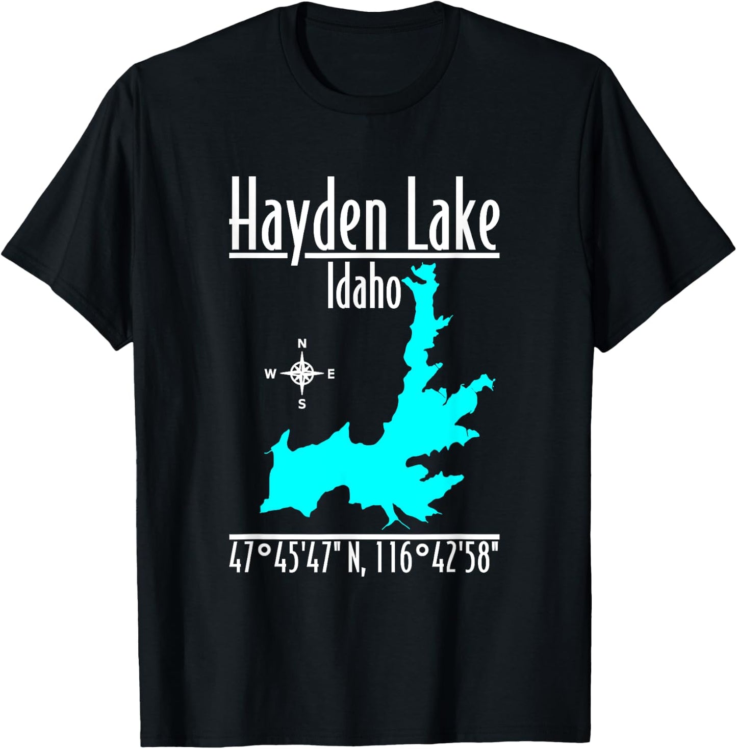 Modern Hayden Lake - Idaho T-Shirt - T-Shirt | Black