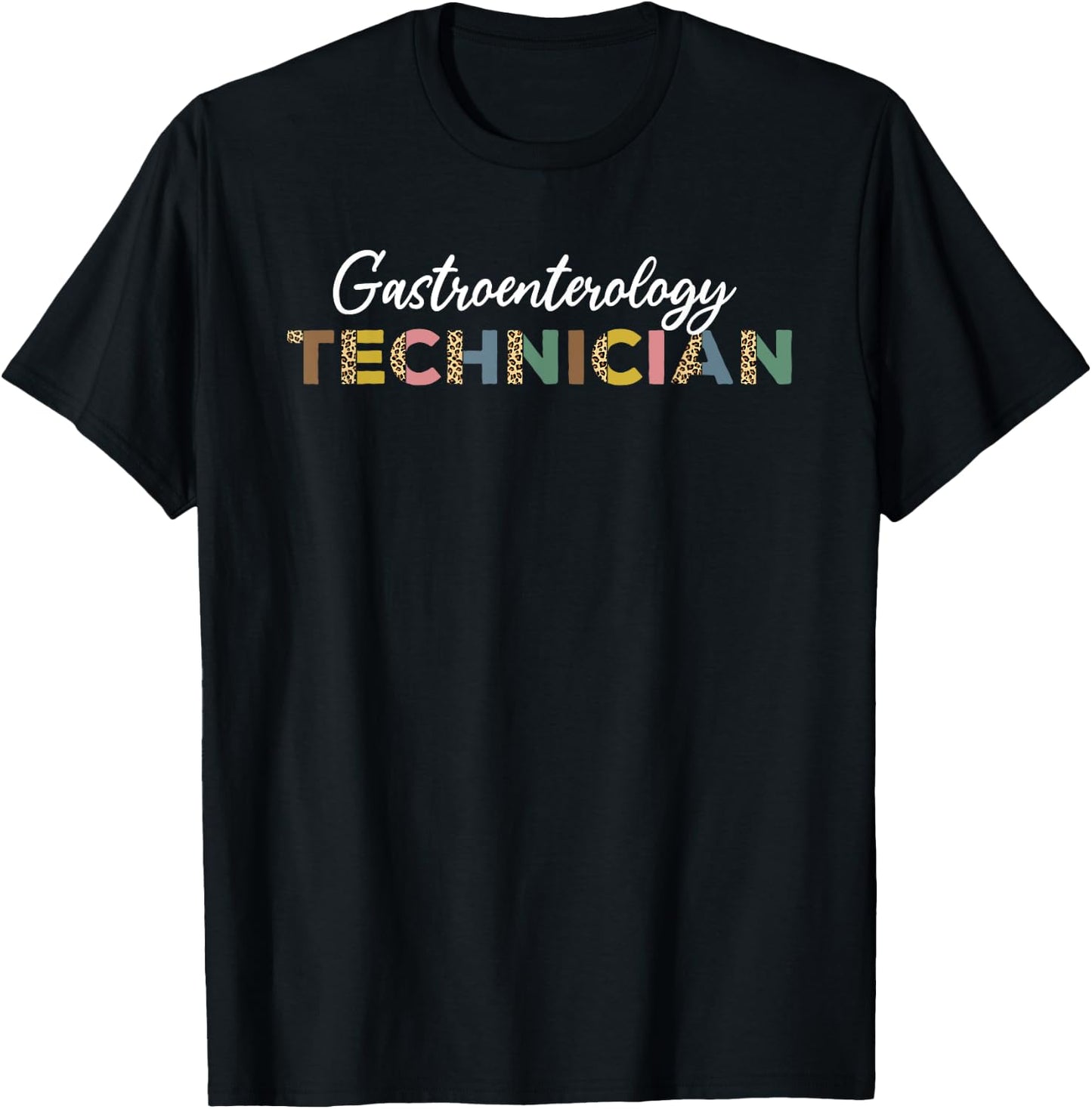 Gastroenterology Technician Leopard Pattern Endoscopy Tech T-Shirt - T-Shirt | Black