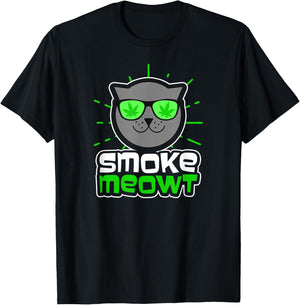 Cat Weed Design Smoke Meowt Gift Men Women T-Shirt - T-Shirt | Black