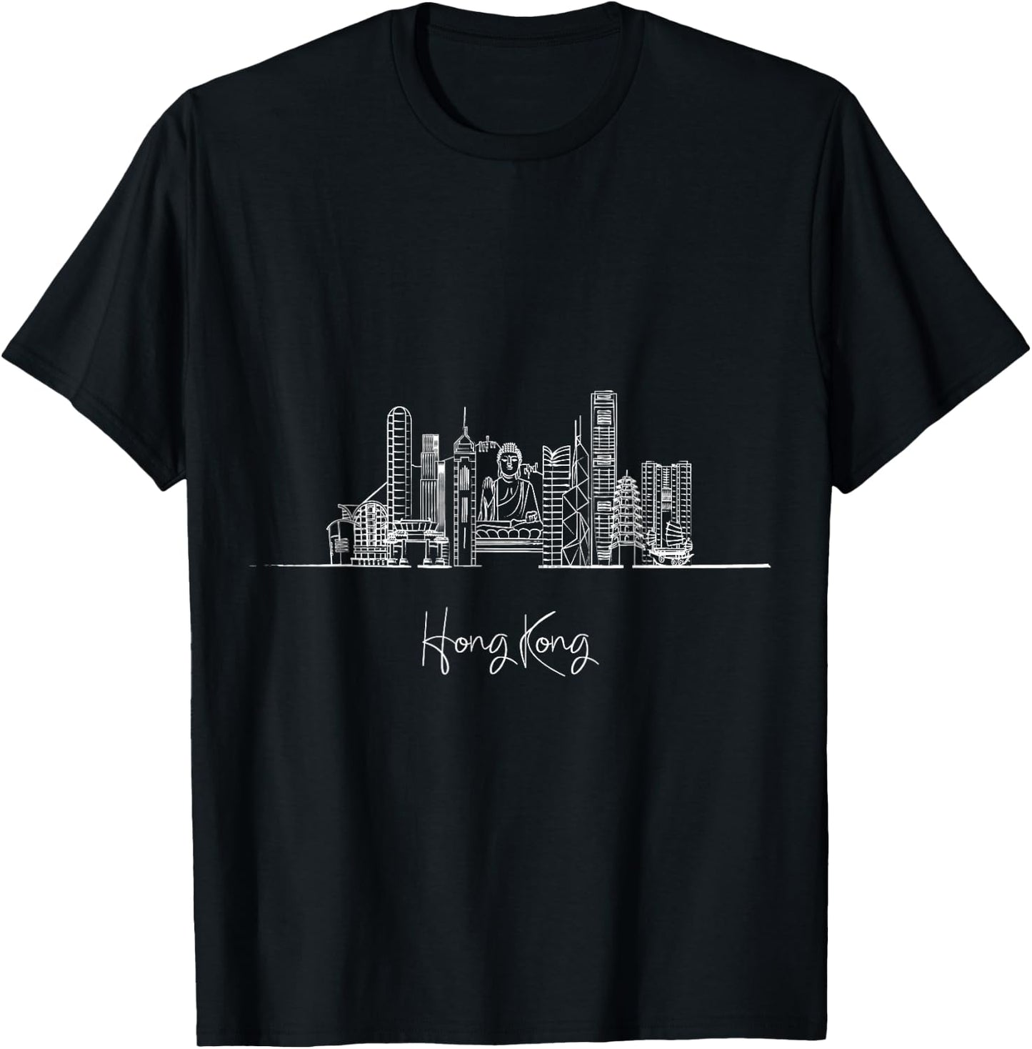 Hong Kong China Skyline Asia Travel Souvenirs T-Shirt - T-Shirt | Black